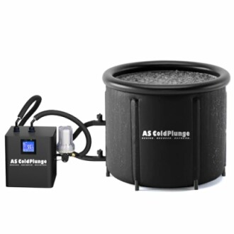 AS ColdPlunge tub system with control unit and hoses.