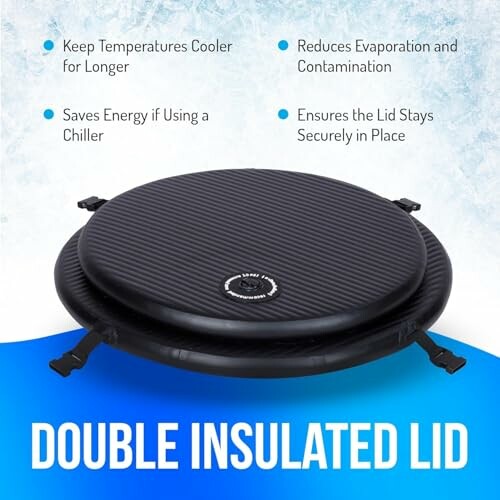 Double insulated lid with benefits listed.