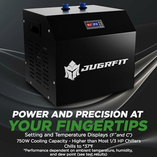 JUGRFIT chiller with temperature display and features.